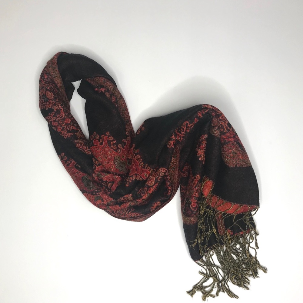 Winter Neck Scarf Black and Red Star Pattern